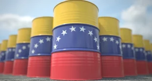 Oil drums are marked with the flag of Venezuela.Shutterstock