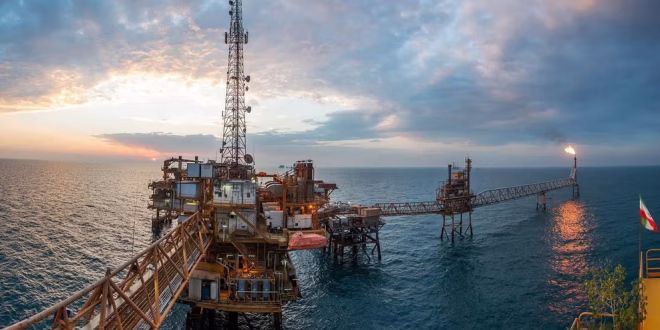 A view of Aboozar offshore rig in the Persian Gulf in this undated file photo